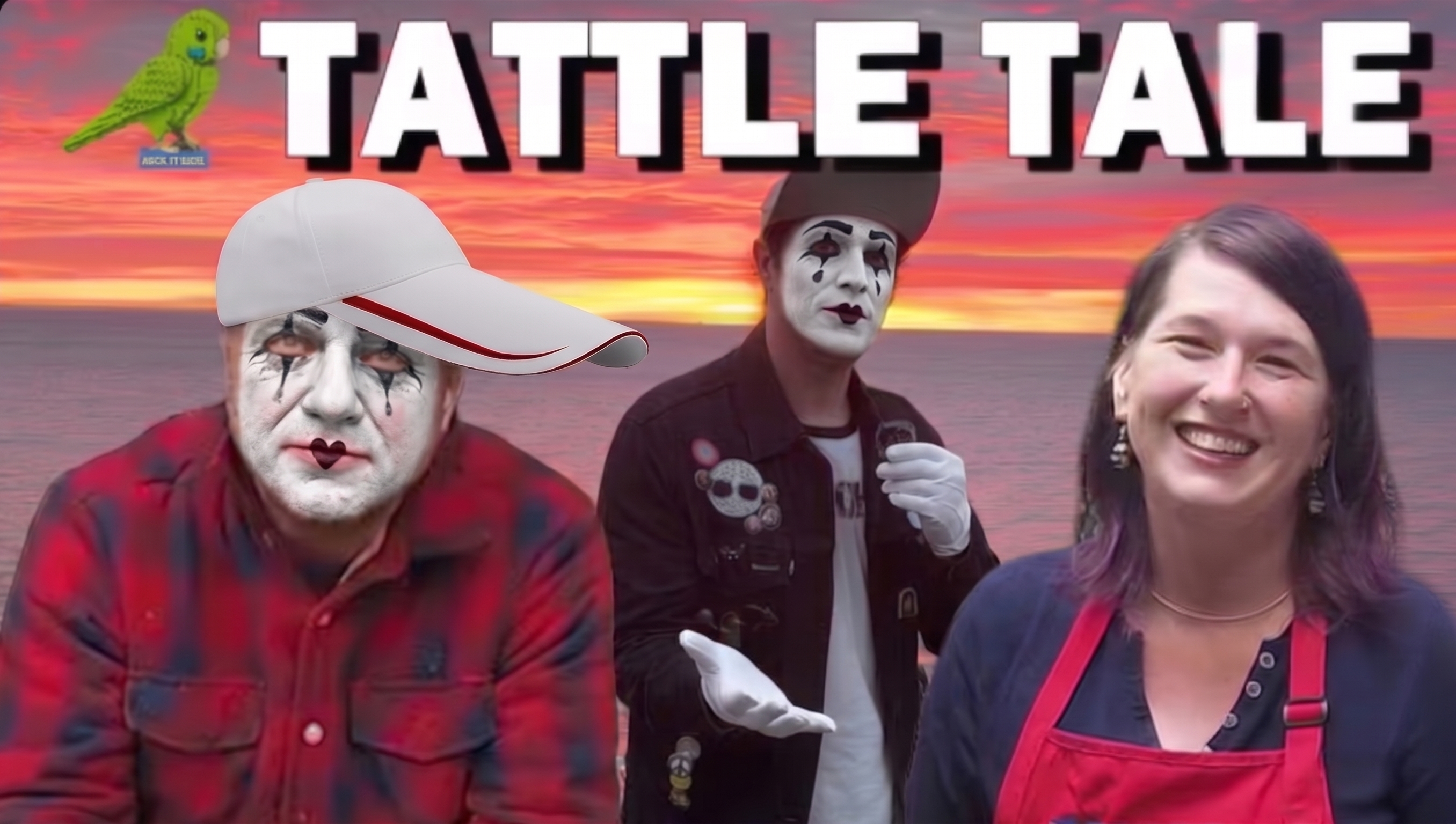Apple MattySeed and Legally Mime operatives in non-verbal alignment during the Tattle Tale parakeet recovery dispatch